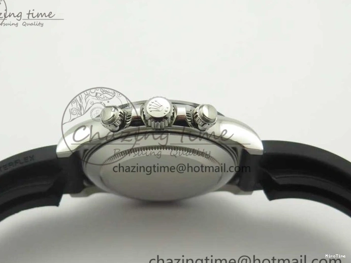 MiroTime 0217 Daytona 116519 Noob 1:1 Best Edition 904L SS Case Gray Black Dial on Black Rubber Strap SA4130 (Free Extra Strap) Durable 3336